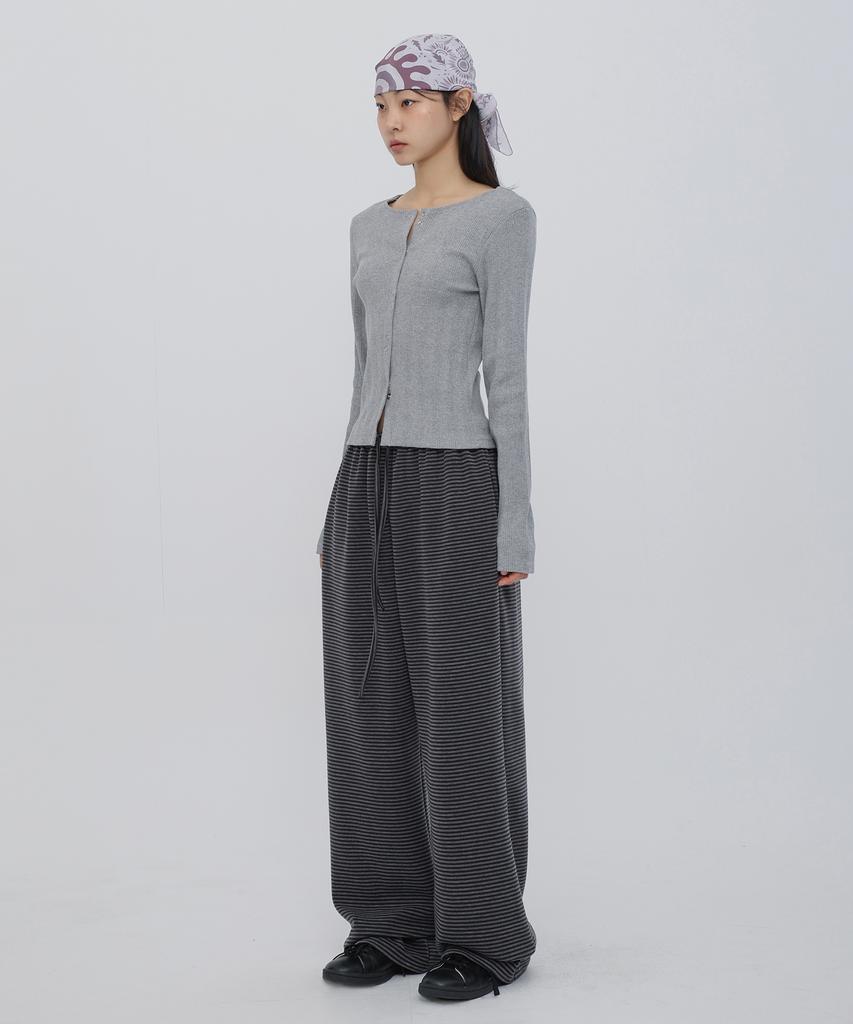CHICKS Regular Striped Pants Black