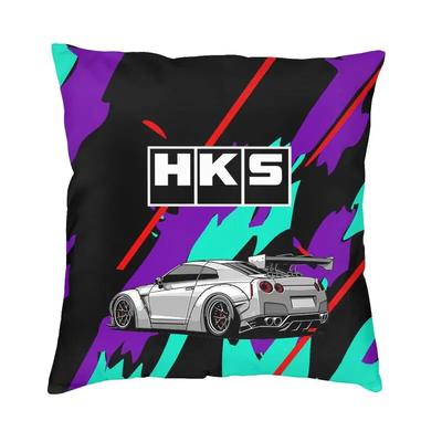 Japanische Retro Auto Hks Jdm Drifting Quadratische Kissenhülle Dekorative Kissenhülle Wurfkissen für Sofa Zweiseitiger Druck