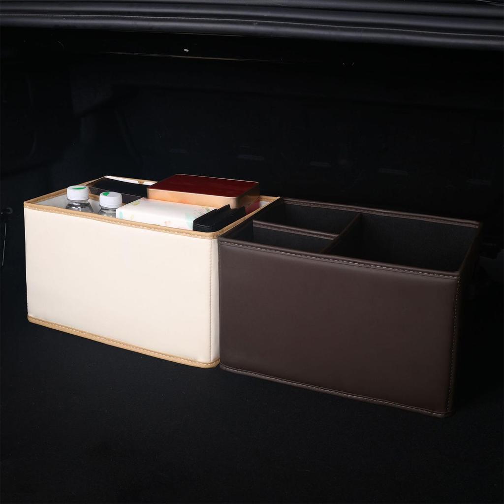 Trunk Box Large Capacity Car Trunk Storage Space-Saving Foldable Leather Bin No Lid Holder For Van Truck Driver Groceries Road