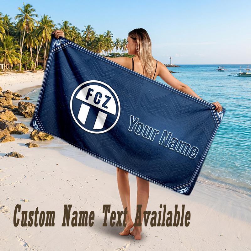 FC Zürich Design Beach Towel Custom Text Large Towel for Beach Vacation