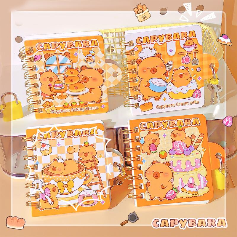 Cartoon Portable Capybara Mini Spiral Notebooks Cute Waterproof Pocket Notepads For Birthday Party Favors Students Rewards
