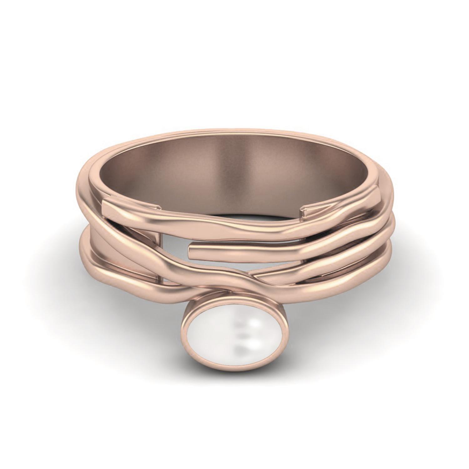 

6X4 Oval Natural Pearl 925 Sterling Silver Rose Vermeil Multi Band Women Wedding Ring 8 ярко-розовый