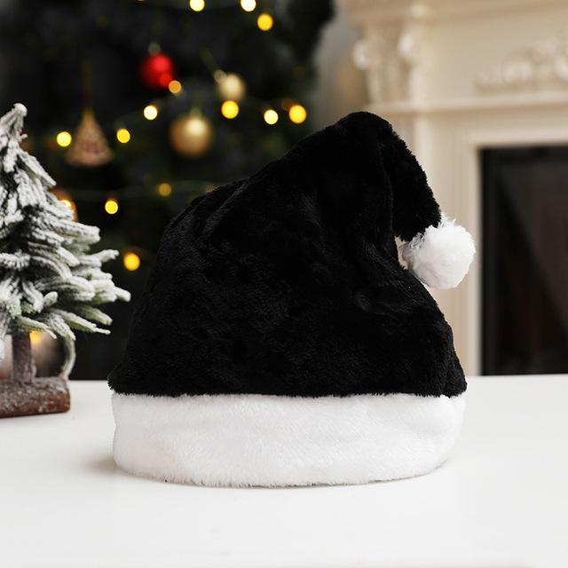 Customizable Plush Christmas Hat for Adults - Available In Red, Green, Pink, Blue, Black, Grey, and Purple with Logo Embroidery Options