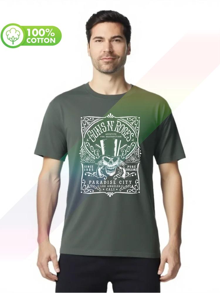 100 cotton round neck heavy weight Unisexs Tshirt Guns N Roses Bourbon Label S3XL Tops Tees S