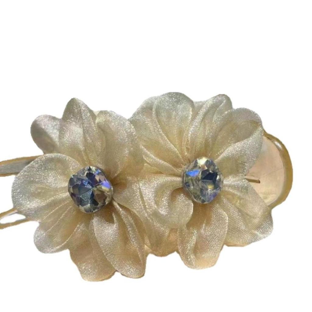 Luxury Double Flower Ponytail Hairpin Bow Claw Clip – Large Shark Clip Hair Accessory