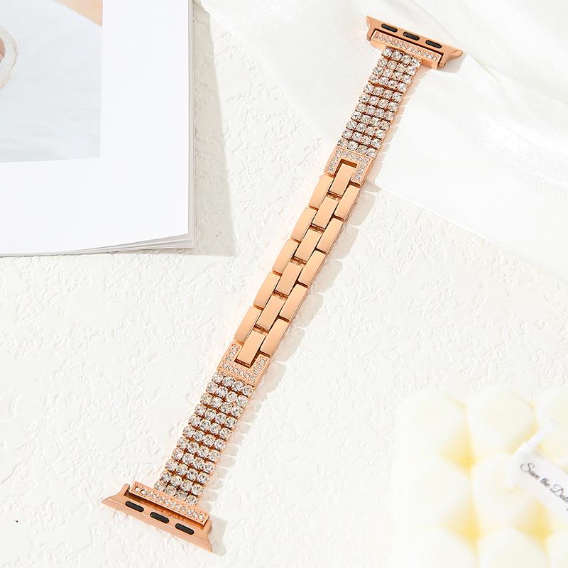 Diamond Metal Strap for Apple Watch 10 Band 42mm 41mm 46mm 44/49mm 45mm 40mm Women Belt Bracelet iWatch Series 9 8 7 Se 6 Ultra