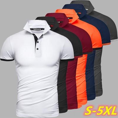 2021 New Men's Smmer Fashion Solid Color Turn-Down Collar Shirts Slim Fit Casual Business Short Sleeve T Shirt