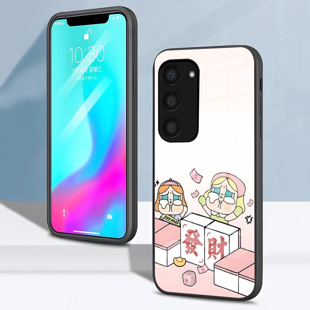 Cute C-Crybaby Doll Phone Case For Samsung S26 S25 S24 FE S23 S22 S21 Plus S20 Ultra Note20Ultra Black Glass Cover