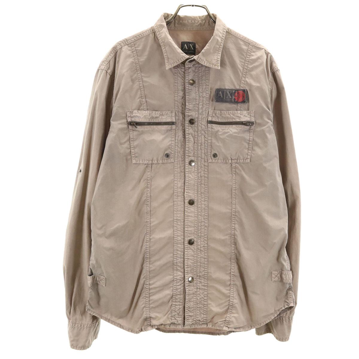 

ARMANI EXCHANGE camouflage Long sleeve shirt L gray roll up Men s Used