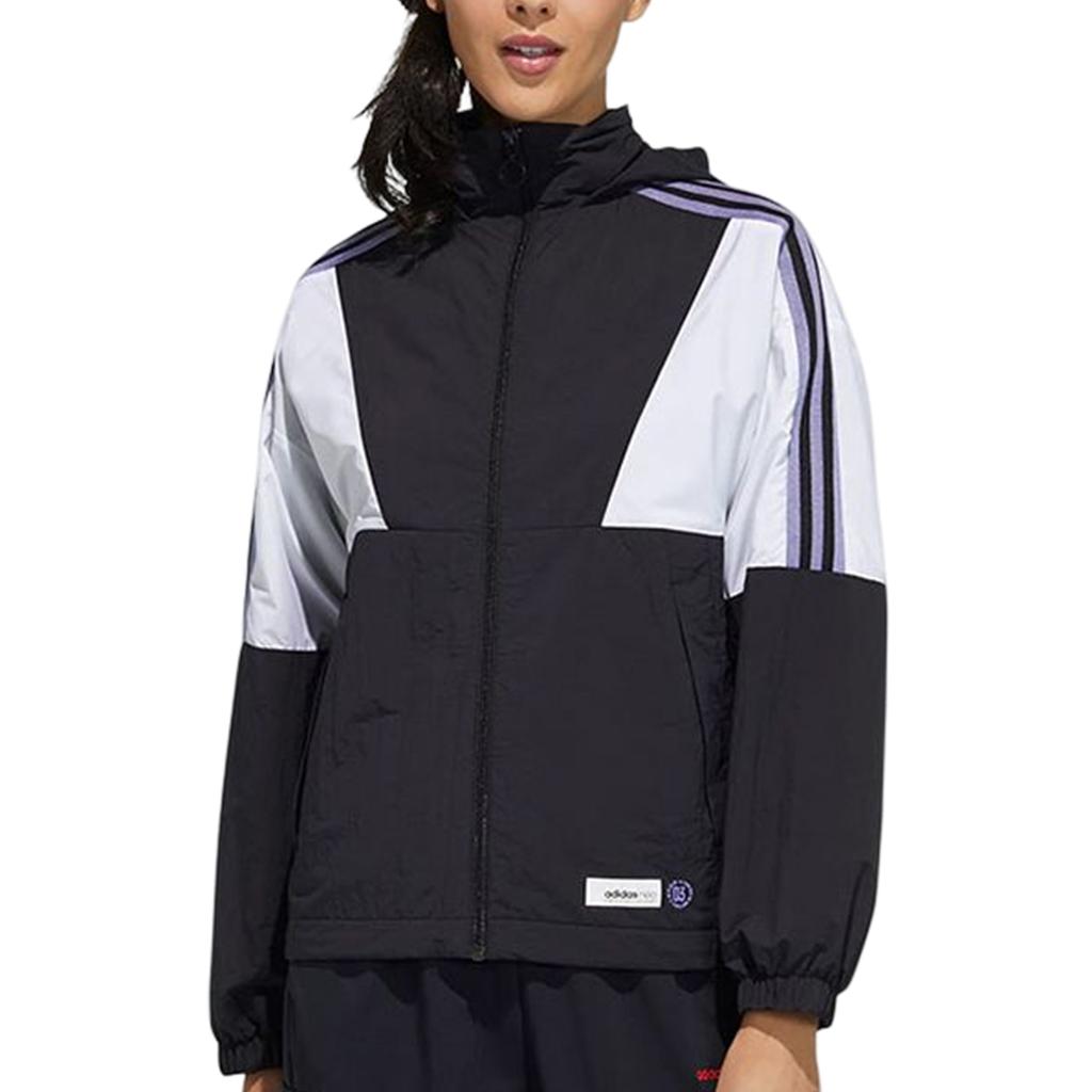 Adidas Neo Color Block Sports Casual Hooded Jacket Women Jackets Black GS2605