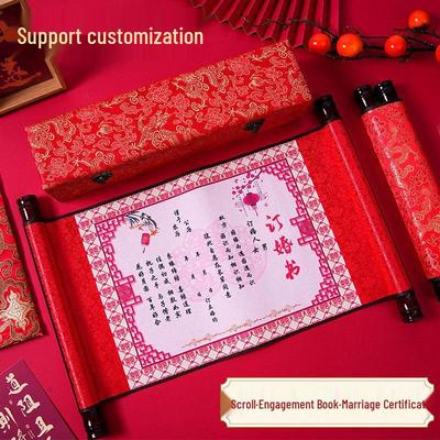 Customizable Chinese Wedding Scroll for Signature and Display