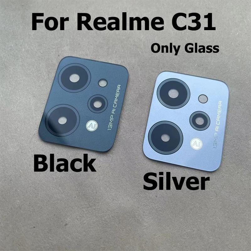 New For Realme C31 Rear Back Camera Glass Lens Cover With Glue Sticker Repair Parts RMX3501