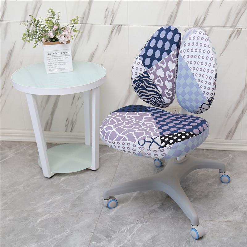 Elastic Double Back Children Study Chair Cover Elastic Student Writing Rotating Lift Chair Protector Cover Seat Backrest Case