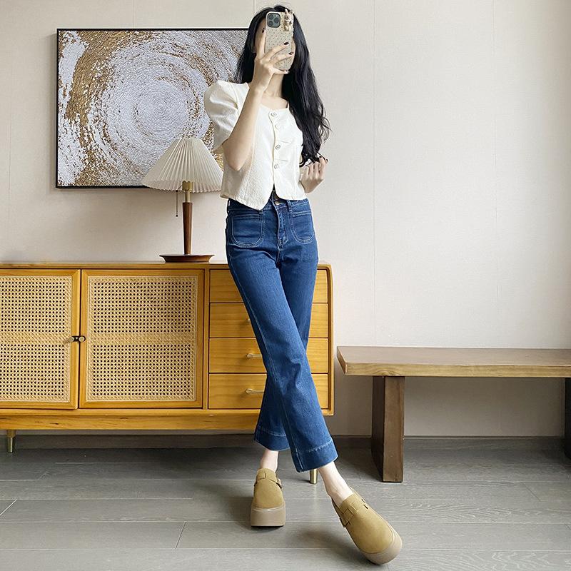 Thick-soled women's new outer wear and inner height increase lazy single shoes retro bag head half slippers