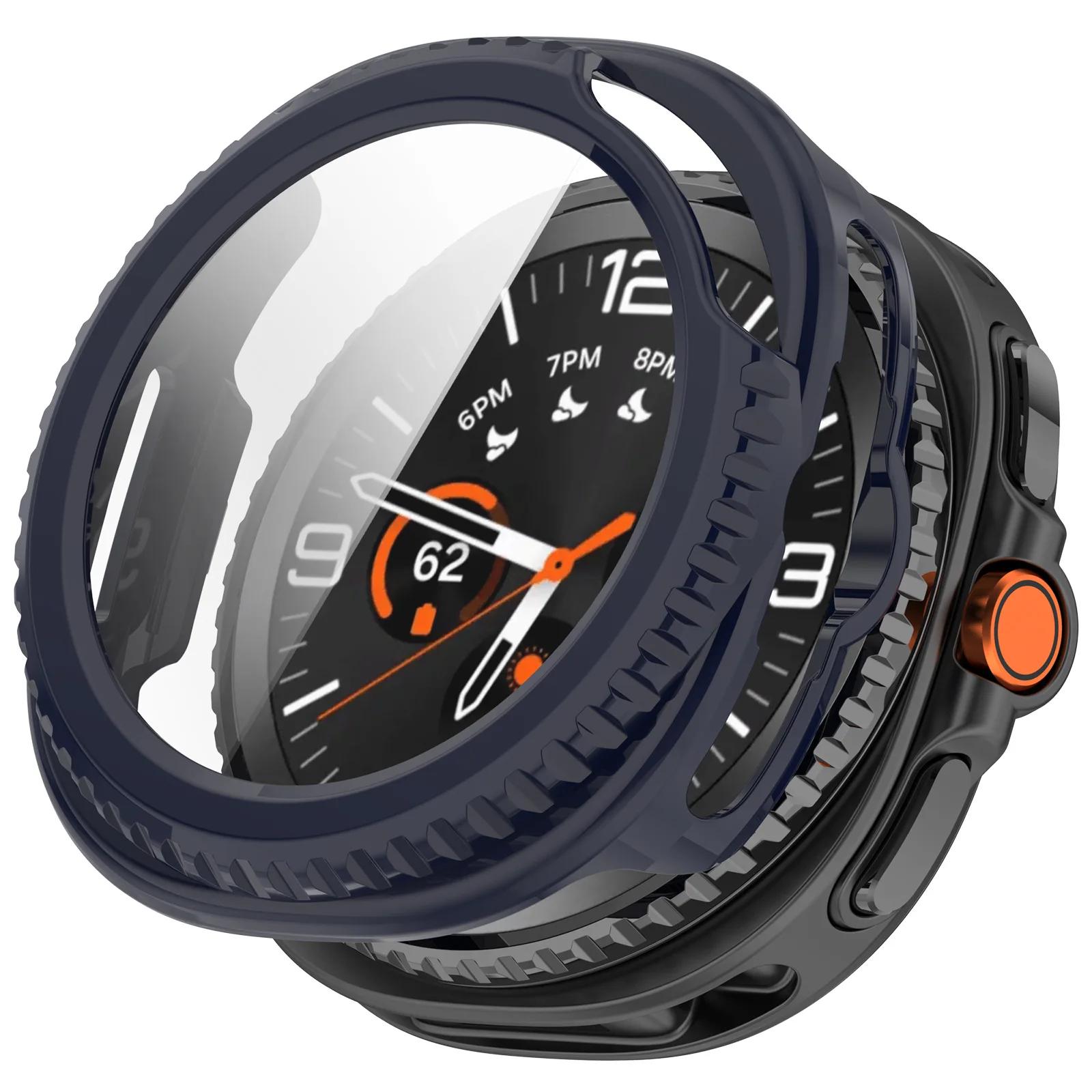 

Закаленное стекло PC Чехол для Samsung Galaxy Watch 8 40мм 44мм 8Classic 46мм Защитная крышка для Galaxy Watch Ultra 2026 47мм Корпус Watch Ultra 47mm темно-синий