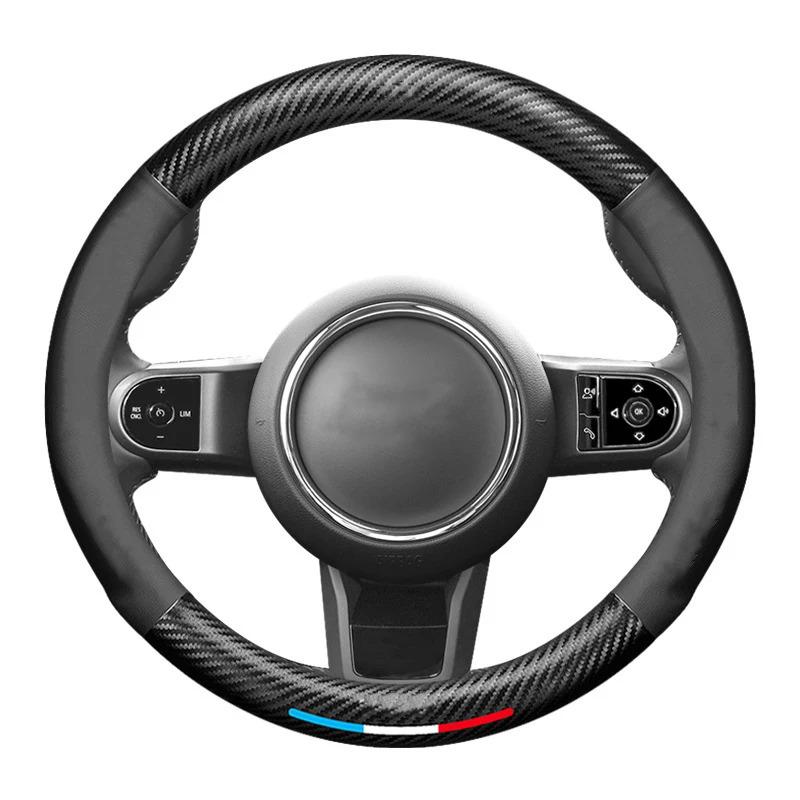 For BMW MINI JWC R54 R55 R56 R60 F54 F55 F56 F57 John Cooper S Clubman Countryman Car Carbon Fiber Leather Steering Wheel Cover