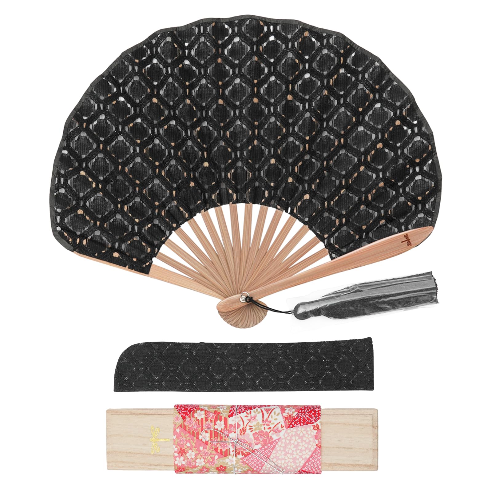 

Роскошная кружевная ткань принцессы с Nishikawa Shoroku Shoten x Kyoto Ginyanma [перо] Веер, веер, кисточка, (черный) чёрный