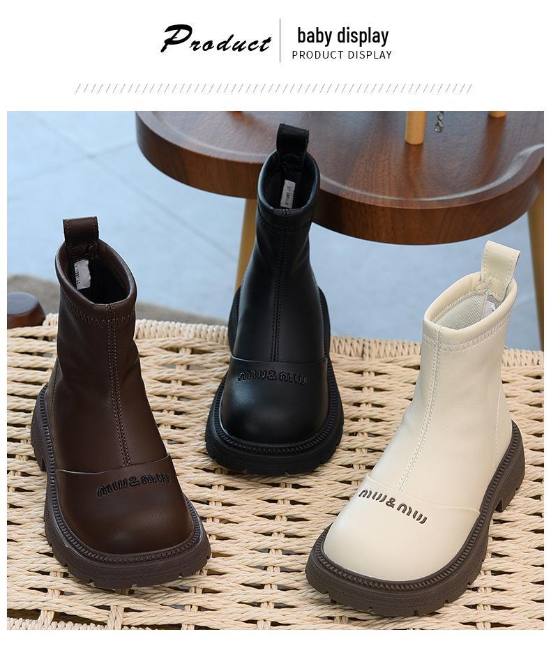 Vattentäta Läder Bomullsstövlar för Flickor - Höst/Vinter 2025 Martin-stil