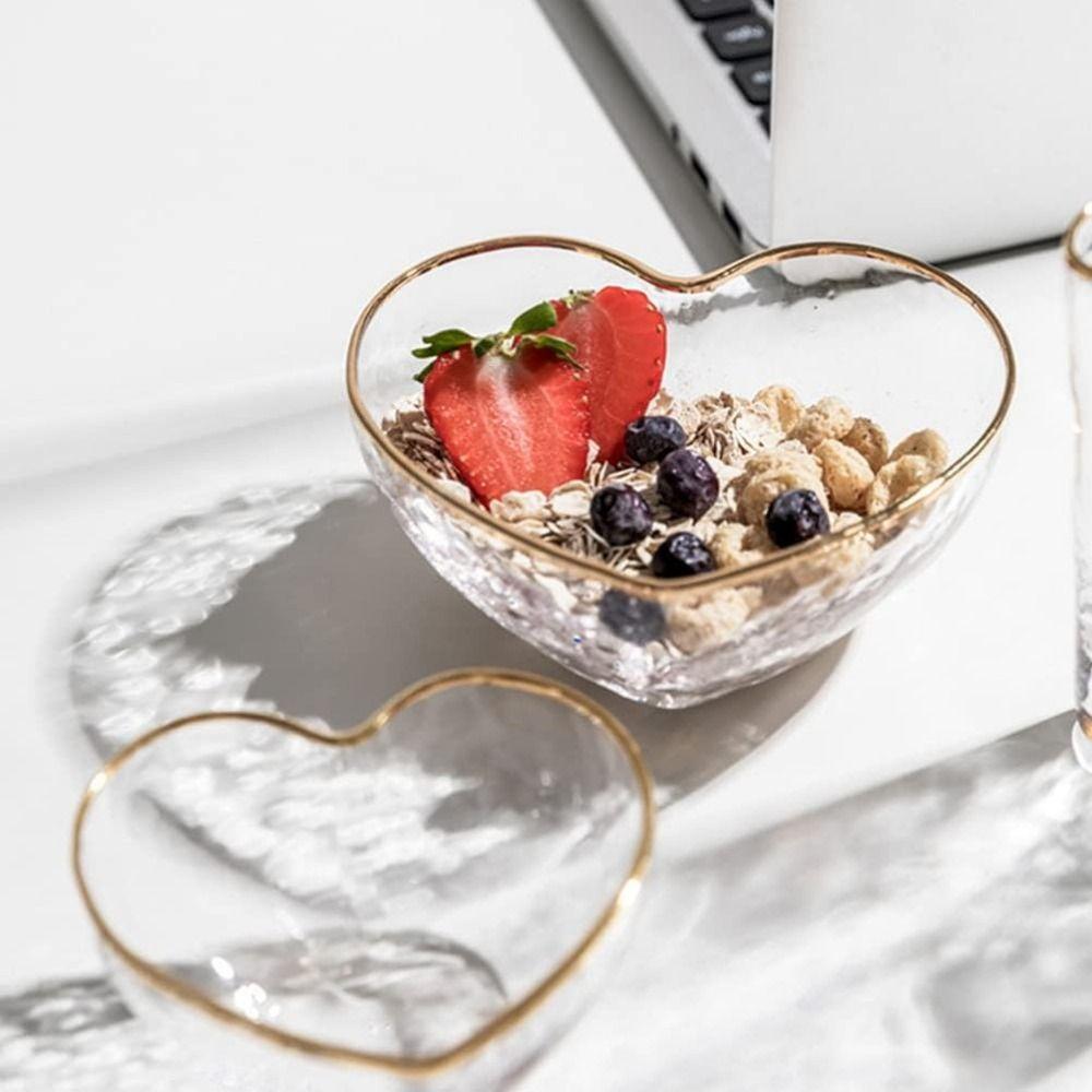 Heart Shaped Glass Heart Bowl Love Heart Candy Trays Simple Fruit Plate Fruits Salad