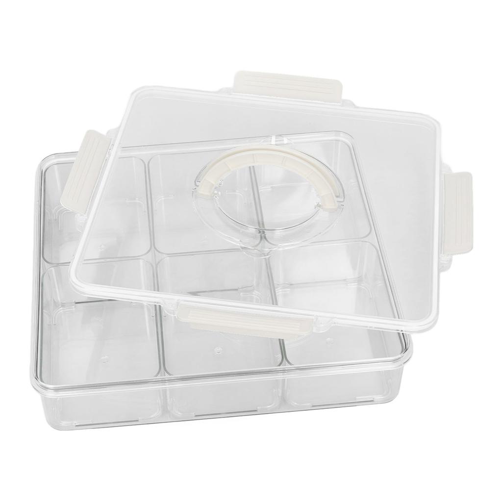Portable Snackle Box Container 6 Grids Snack Box Organizer Divided Serving Tray with Lid for Kitchen Fruits Candy
