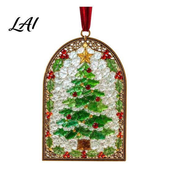 Holiday Fireplace Decor Christmas Sea Glass Suncatcher Stained Style Acrylic Window Hanging Ornament Cute Suncatcher Tree/Snowman/Gingerbread