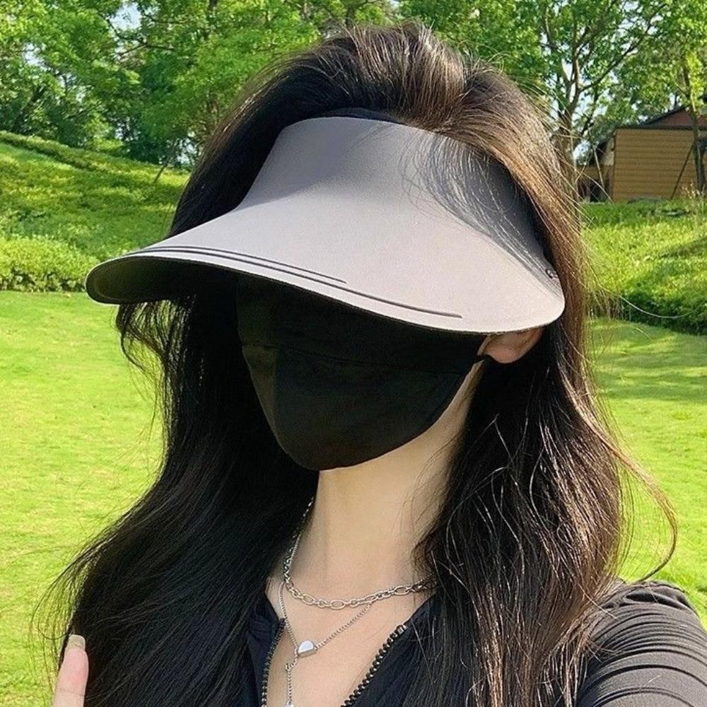 Large Brim Seamless Visor Cap Breathable Beach Cap UV Protection Sunscreen Empty Top Cap  Summer