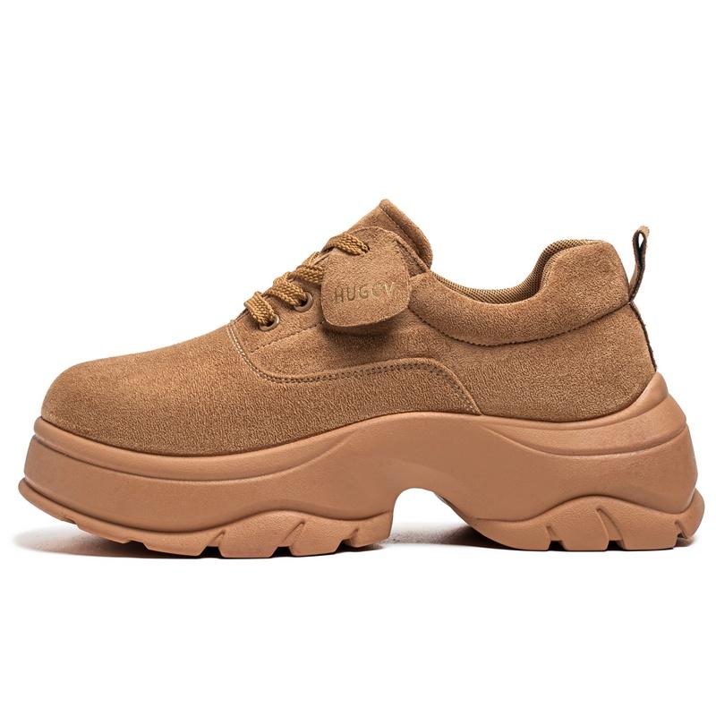 Men Retro Derby Shoes Thick Sole Height Increasing Round Toe Casual Walking Dress Footwear Sizes 38-44