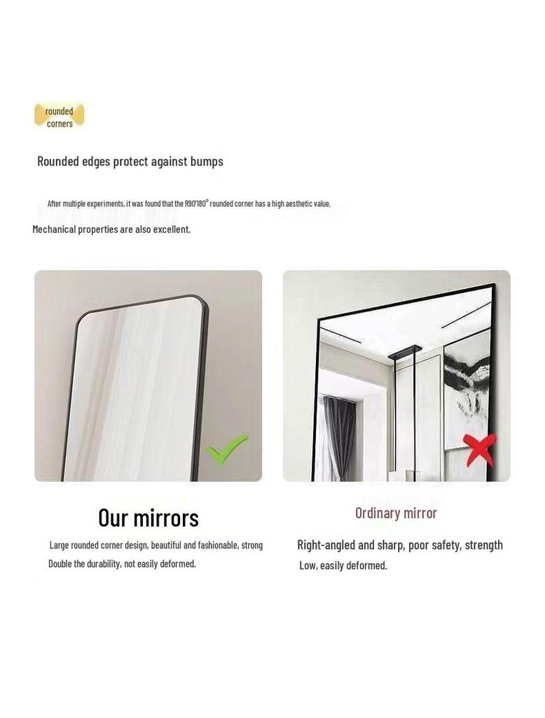 Full-Length Wall-Mounted Dressing Mirror: 3D Try-On for Girls' Bedroom & Makeup