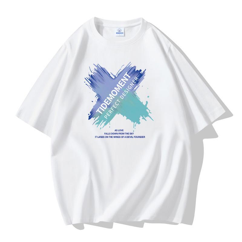 Summer Fashion Mens Short Sleeves Loose Tee 100% Cotton T-shirt Large Size