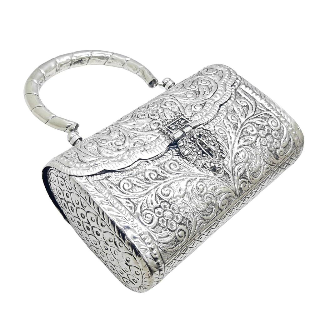 Damen Silbergriff Metall Clutch Hand Cluth