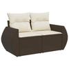 Vidaxl Sofa Ogrodowa Z Poduszkami, 2-Osobowa, Brązowa, Polirattan