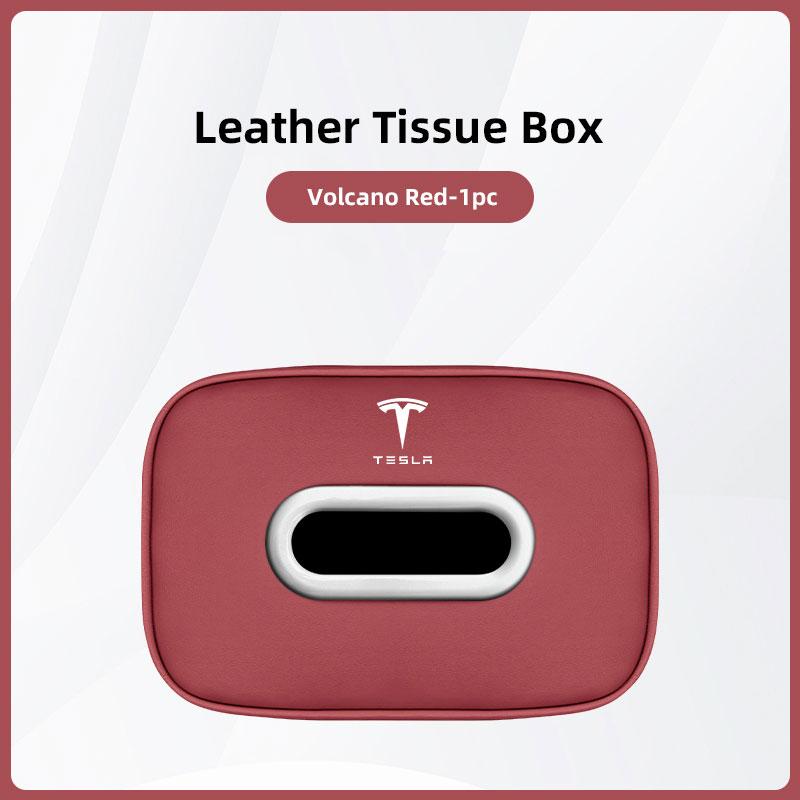 Car Tissue Box Holder Leather Car Center Console Armrest Napkin Case Sun Visor Backseat Bag For Tesla Model 3 Y S X Cybertruck