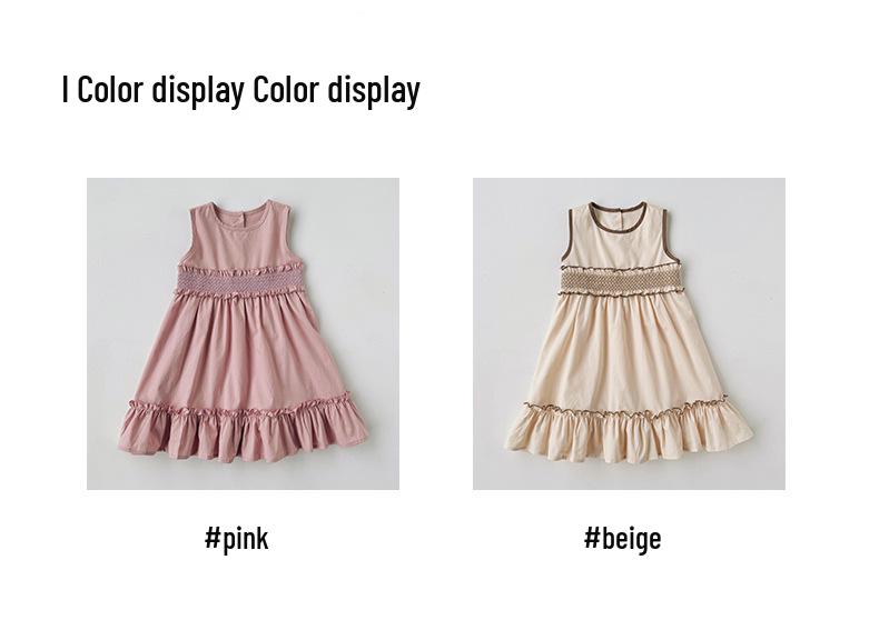 2026 Summer Korean-Style Ruched Sleeveless Girls' Dress