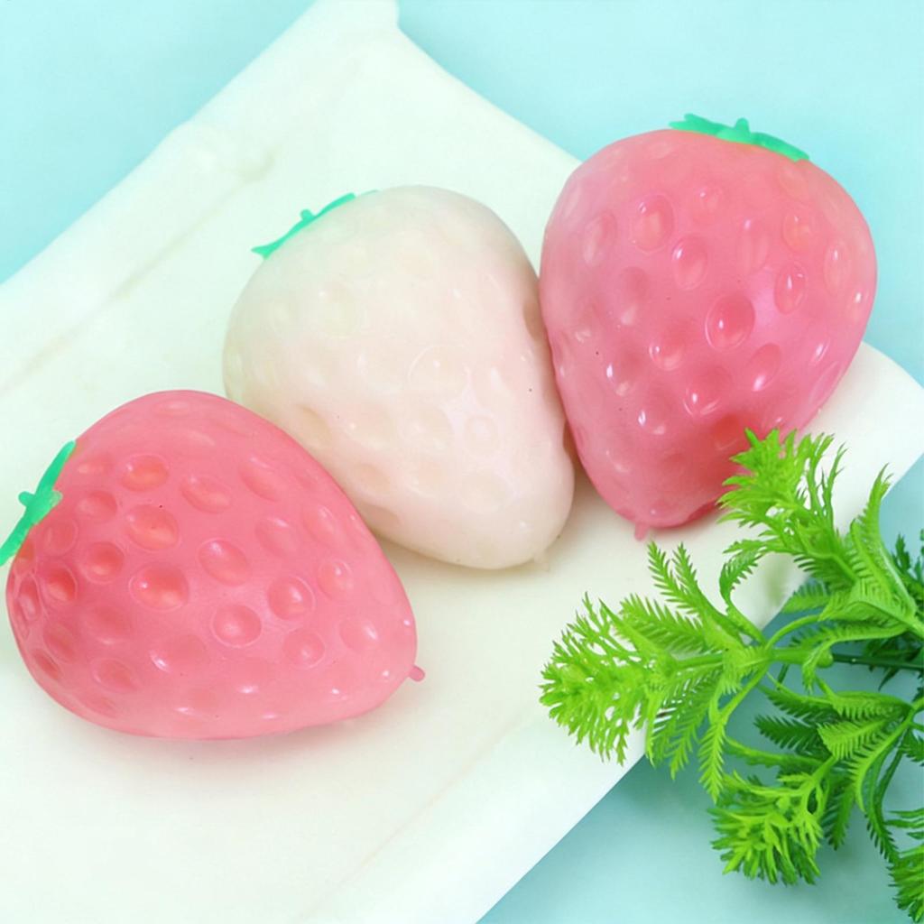 Color-Changing Strawberry Squeezable Toy Simulated Strawberry Stress Relief Ball Funny Finger Fidget Kneading Toy Fruit Sensory
