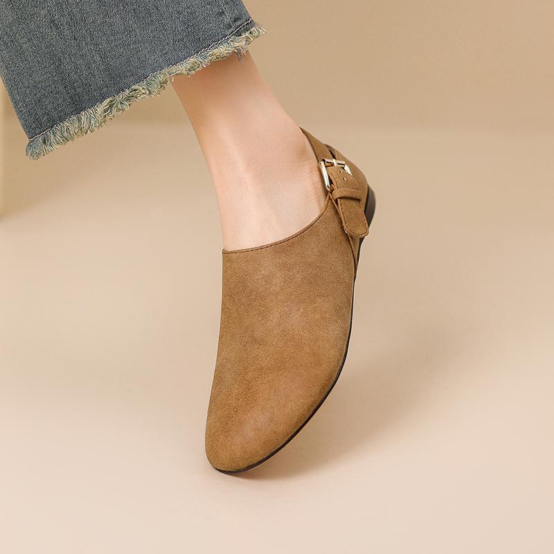 Krazing Pot Cow Suede Nubuck Summer Size 46 Size 45 Leisure Shoes Women Round Toe European Design Flats