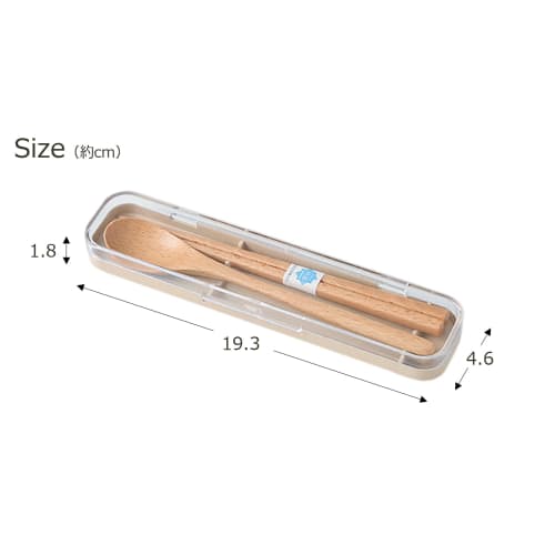Takenaka SUKITTO Cutlery Set, Wooden Chopsticks and Spoon Set, Beige, Case: Approx. 4.6 X 19.3 X 1.8 Cm, Chopsticks and Spoon: Approx. 18 Cm, T-36402
