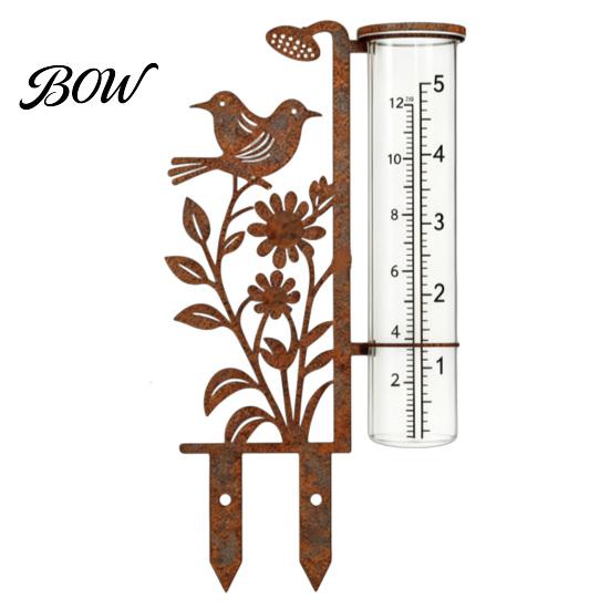 Precise Outdoor Rainfall Sensor Rain Gauge Outdoor, 7.8 Inch Gauges for Measuring Precipitation, Freeze Proof Garden Gauge, Vintage Flower Bird