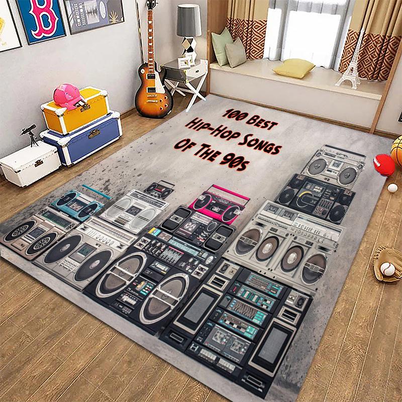 Alfombras Retro para Reproductor de Casete de Música para Sala de Estar, Dormitorio Infantil, Sofá, Felpudo, Alfombras de Cocina para Piso, Decoración Antideslizante, Regalo