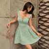 2026 Women's Summer New Vacation Wind Suspender Plaid Strap Waist Dress Women