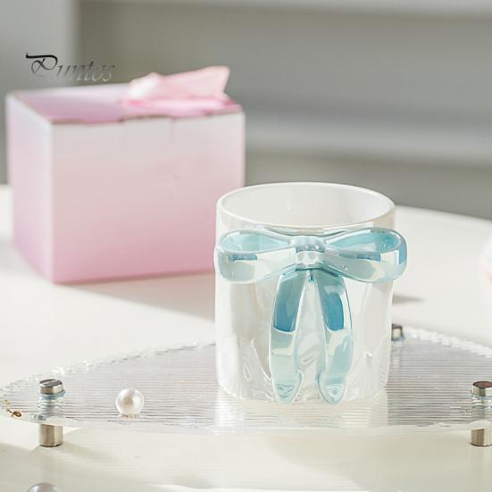 Keramický šálek na kávu se stuhou držadlo 11,8 oz elegantní růžový design s mašlí Dárek na pití pro ženy k narozeninám