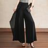 Women's Linen Blend Overlay Wide Leg Pants – High Waist Flowy Palazzo Trousers (Size 27-33)