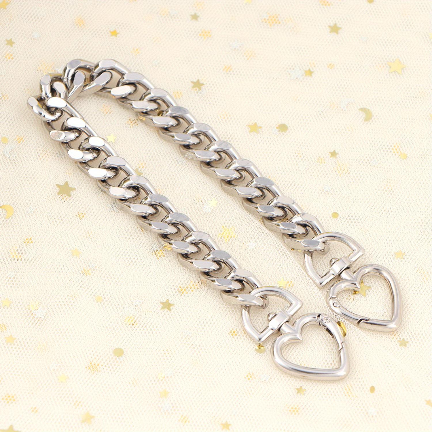 

Подовжувач ремінця на металевому ланцюжку у формі серця у формі серця для аксесуарів, подовження ремінця через плече сумки срібний