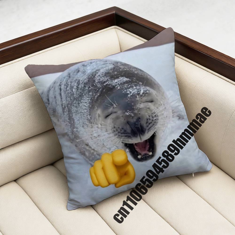 For Throw Pillow Case Sham 45X45Cm 35X35Cm Square Bedroom Seals Fruit Cute Seal Sea Meme Pillowcase Cushion Cover