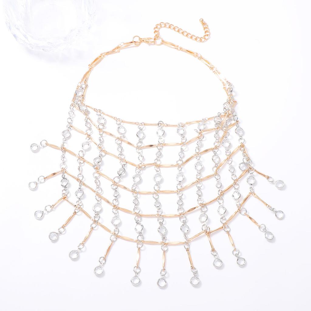 Luxury High Sense Creative Design Heavy Industry Fishing Net Full of Diamonds Multi-layer Necklace Elegant Fashion Banquet Woman