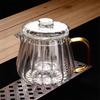 Heat Resistant Stripe Glass Teapot with Infuser Borosilicate Glass Tea Pot Stovetop Safe for Blooming Tea, Loose Leaf Tea
