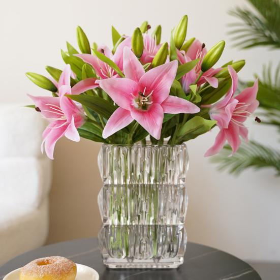 9 Pcs Artificial Lily Flowers for Easter Realistic White Fake Tiger Lilies