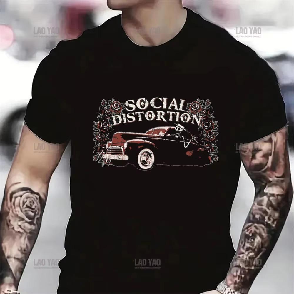 Men Hiphop T Shirt Summer Brand Vintage Tshirt New Social Distortion Skelly Unisex Oneck Woman Tee Shirts Short Sleeve