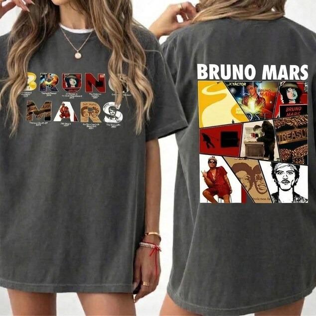 2026 Summer Fashion Men Women Pop Singer Shirt, Retro 90s Pop Tour Inspired Graphic Romantic Bruno Mars, R&B Inspired Concert Tee, Music Fan Gift