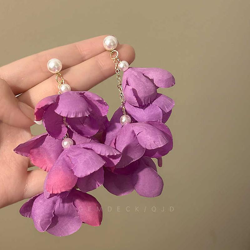 

Романтичные Ретро Преувеличенные Серьги-подвески с Красной Розой для Женщин Атмосферные Имитация Цветка Отпуск Темперамент Серьги