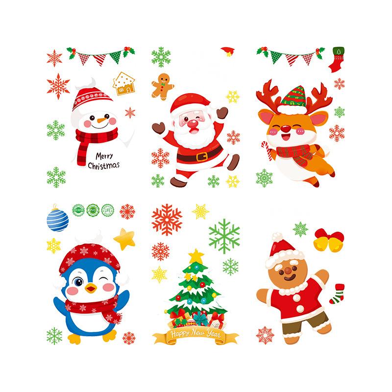 Christmas Decoration Snowflake Stickers, Santa Claus, Christmas Tree, Penguin Static Cling Stickers